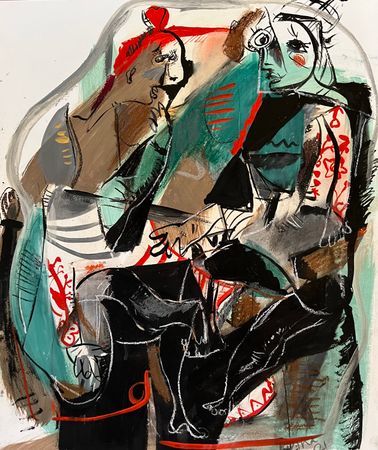 Валерия Козина (Авторская графика - 
                  42 x 50 см) Беседа о тайнах нашей жизни