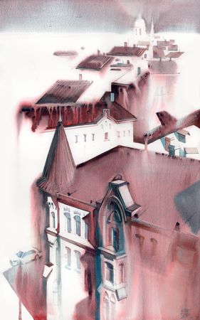 Виктория Севастьянова (Авторская графика - 
                  38 x 58 см) Пролетая над городом