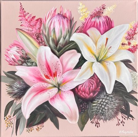 Наталья Наумова (Картина, живопись - 
                  30 x 30 см) Миниатюра "Ботаника 1"