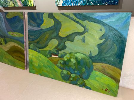 Марианна Чайка (Картина, живопись - 
                  70 x 50 см) Диптих. Симфония Зеленых Гор. Часть 1