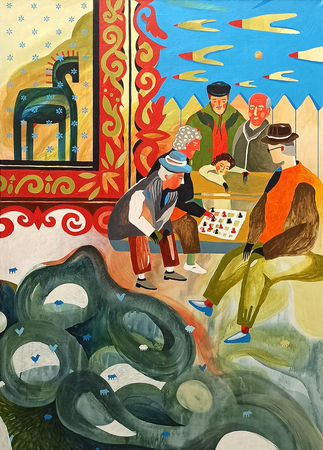 Лена Романовская (Картина, живопись - 
                  86 x 120 см) Ребята с нашего двора