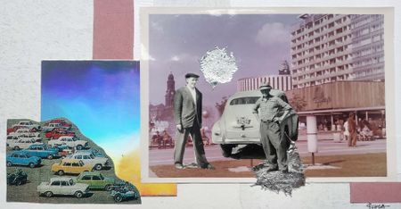 Валерия Финина (Коллаж / ассамбляж - 
                  24.5 x 13 см) Сказка 3 — Сказка о технологиях и безбедной старости