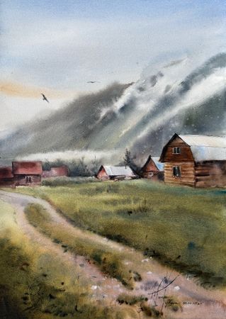 Жанна Губина (Авторская графика - 
                  31 x 54 см) Среди туманов