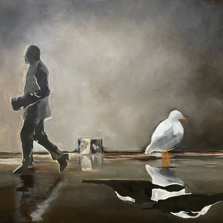 Елена Троянская (Картина, живопись - 
                  70 x 70 см) Человек и птица