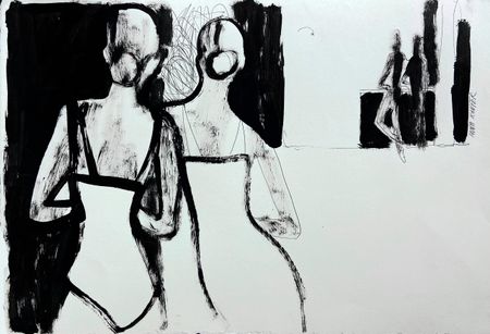 Анна Канфер (Авторская графика - 
                  35 x 30 см) Наброски. Лист 1