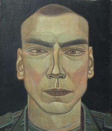 Иван Афонский (Картина, живопись - 
                  23 x 27 см) Вожатый служебных собак
