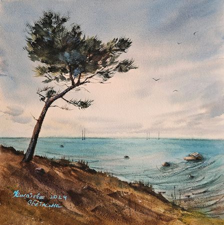 Светлана Юматова (Авторская графика - 
                  26 x 26 см) Время закатов