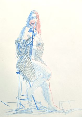Евгения Крутова (Авторская графика - 
                  21 x 29.7 см) Обнаженная с цветком