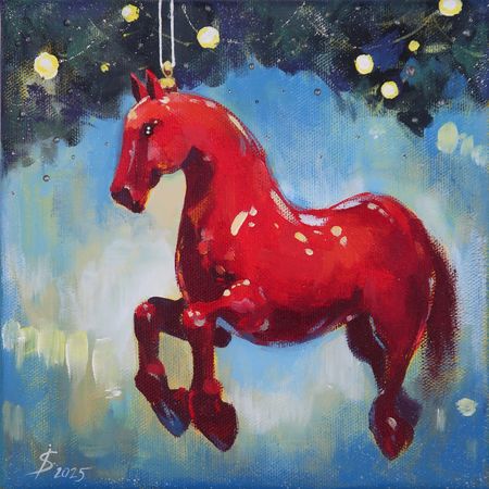 Светлана Искоских (Картина, живопись - 
                  20 x 20 см) Красный конь