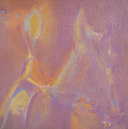 Надежда Прадес (Картина, живопись - 
                  30 x 30 см) Конь и луна