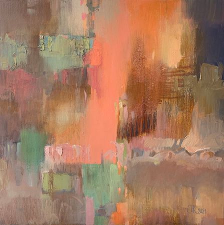 Ольга Кожевникова (Картина, живопись - 
                  60 x 60 см) Оранжево-синее