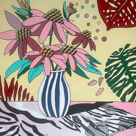 Ира Куб (Картина, живопись - 
                  80 x 80 см) Натюрморт в полосочку