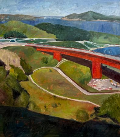 Ольга Селезнева (Картина, живопись - 
                  77 x 88 см) Красный мост