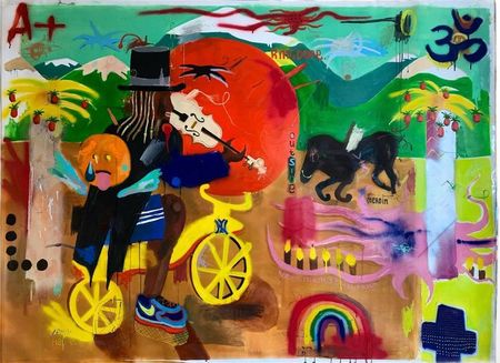 Vangranda (Картина, живопись - 
                  192 x 142 см) Pineapples and red circle