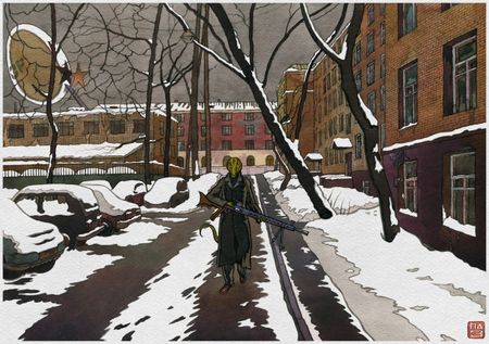 Петр Захаров (Авторская графика - 
                  43 x 30 см) Гибернация