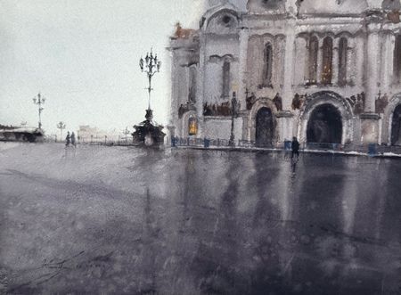 Жанна Губина (Авторская графика - 
                  37.5 x 28.5 см) Храм Христа Спасителя
