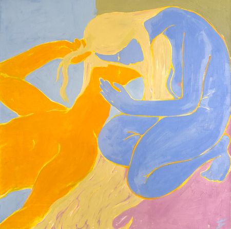 Екатерина Богданкова (Картина, живопись - 
                  60 x 60 см) Вдвоем. Синий и оранжевый