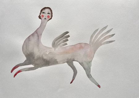 Лина Кордюченко (Авторская графика - 
                  40 x 30 см) Зверь девушка
