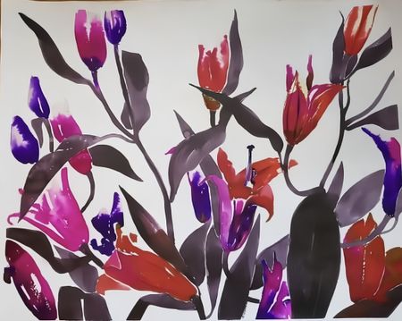 Алена Сокольникова (Авторская графика - 
                  50 x 40 см) Лилии на крещение