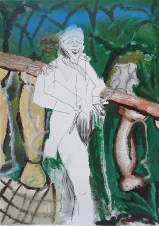 Zean Zack (Картина, живопись - 
                  50 x 70 см) Человек, который стоял тут, там, да и в общем-то везде