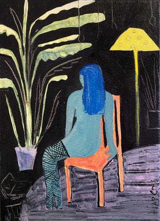 Анастасия Трапезникова (Картина, живопись - 
                  25 x 35 см) The woman in fishnets