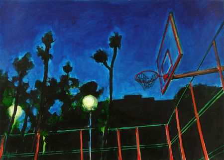 Денис Русаков (Авторская графика - 
                  42 x 30 см) Ночь на баскетбольной площадке