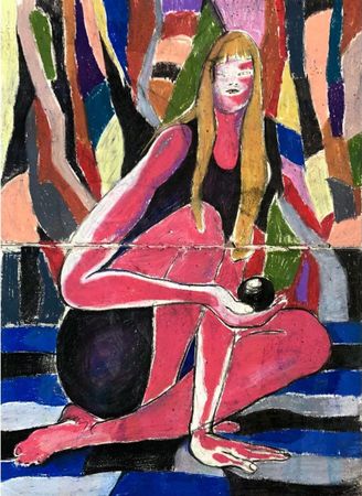 Полина Майер (Авторская графика - 
                  29 x 42 см) Автопортрет с шаром