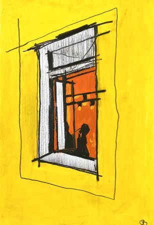Ксения Васильева (Авторская графика - 
                  21 x 30 см) Окно