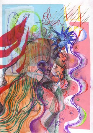 Оля Душкина (Авторская графика - 
                  21 x 29.7 см) Ева в сомнениях