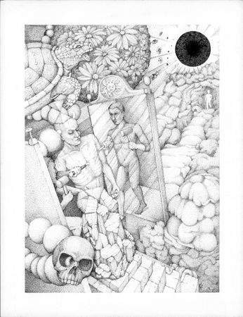 Артем Маганов (Авторская графика - 
                  50 x 65 см) Стык пирамид