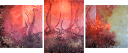 Ольга Дейн (Картина, живопись - 
                  235 x 100 см) Алое солнце (триптих)