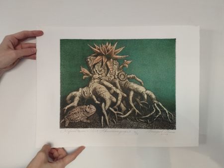 Денис Лотарев (Графика печатная - 
                  44.5 x 34.4 см) Корень алоэ