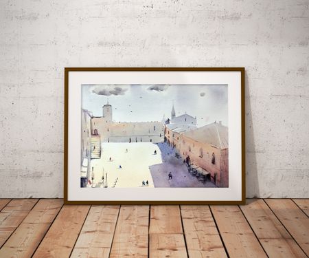 Дарья Парий (Авторская графика - 
                  37.5 x 30.2 см) Пьяцца-дель-Пополо, Тоди, Италия