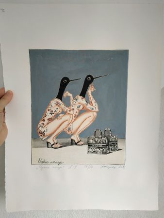 Наталья Лотарева (Графика печатная - 
                  35.5 x 47 см) "Редкие птицы" №14