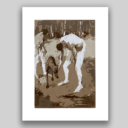 Лена Троянская (Графика печатная - 
                  30 x 40 см) Мальчик с собакой