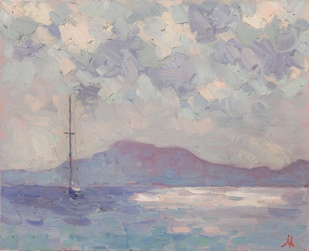 Марианна Чайка (Картина, живопись - 
                  50 x 40 см) Небо, море, горы, яхта...
