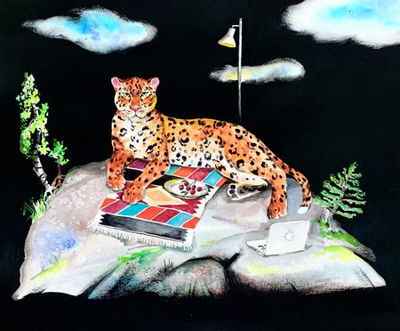 Мария Черепанова (Авторская графика - 
                  50 x 40 см) Я здесь живу