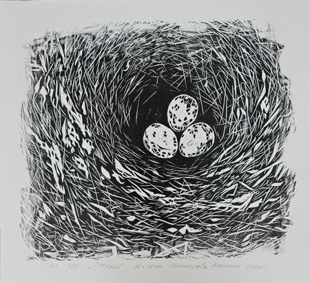 Людмила Пономарева (Графика печатная - 
                  39 x 36 см) Гнездо