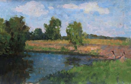 Алина Коршункова (Картина, живопись - 
                  30 x 20 см) У реки