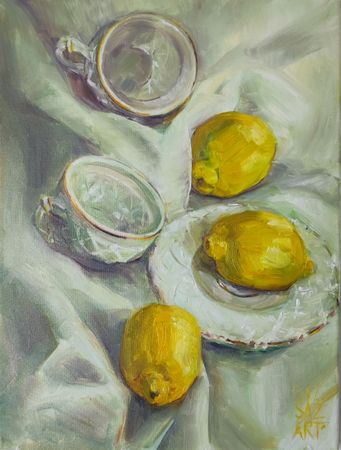 Елизавета Сазонова (Картина, живопись - 
                  30 x 40 см) Натюрморт с лимонами