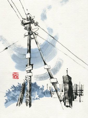 Ольга Безлепкина (Авторская графика - 
                  30 x 40 см) Сельский пейзаж №8