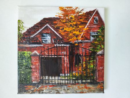 Мила Bezú (Картина, живопись - 
                  20 x 20 см) Red brick English house