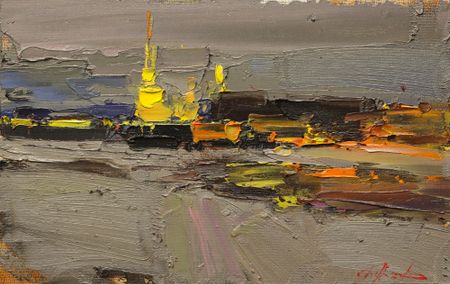 Евгений Бурцев (Картина, живопись - 
                  30 x 20 см) Вид на Петропавловский Собор