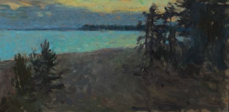 Алина Коршункова (Авторская графика - 
                  40 x 20 см) Закат у залива