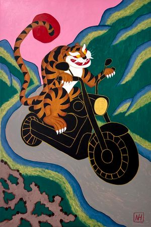 Наташа Хегай (Картина, живопись - 
                  60 x 90 см) Мототигр