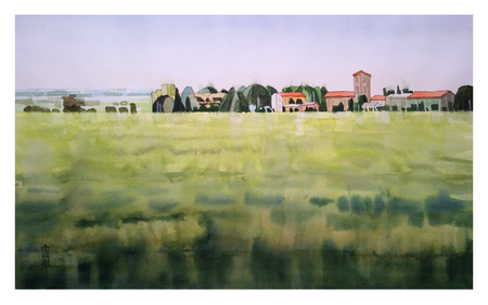 Александр Кормилицын (Авторская графика - 
                  42 x 25.5 см) Молодые виноградники Лангедока