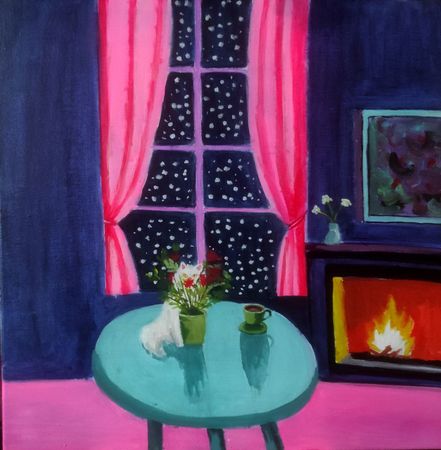 Ольга Чужакова (Картина, живопись - 
                  50 x 50 см) Когда за окном идет снег