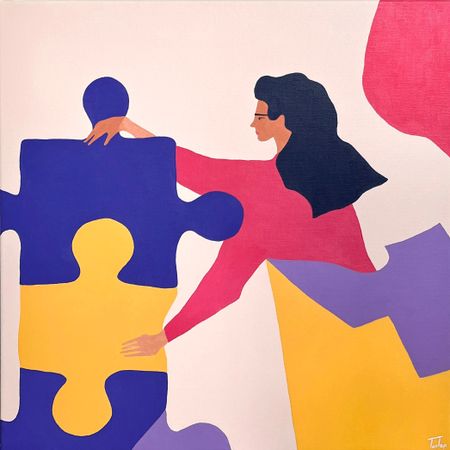 Таня Тапиоко (Картина, живопись - 
                  60 x 60 см) Piece to piece