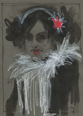 Татьяна Ивченкова (Авторская графика - 
                  21 x 29.7 см) Boa blanc (Белое боа)