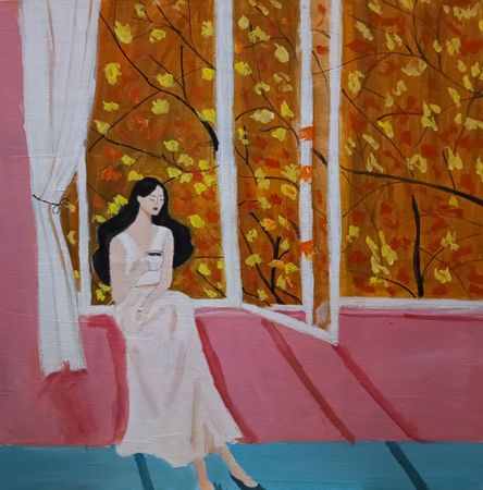 Ольга Чужакова (Картина, живопись - 
                  50 x 50 см) Осеннее утро